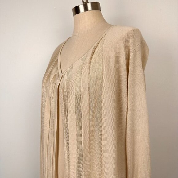 Les Collections Mat Womens Lightweight Open Knit Cardigan Size Medium Beige New - Picture 2 of 11